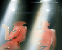 Louisa Gagliardi, Cold Shoulders, 2018. Gel medium, ink on PVC. Courtesy the artist and Rodolphe Janssen, Brussels Louisa Gagliardi image